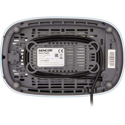 Sencor - Zweischlitz-Toaster mit Brötchenaufsatz 1000W/230V blau