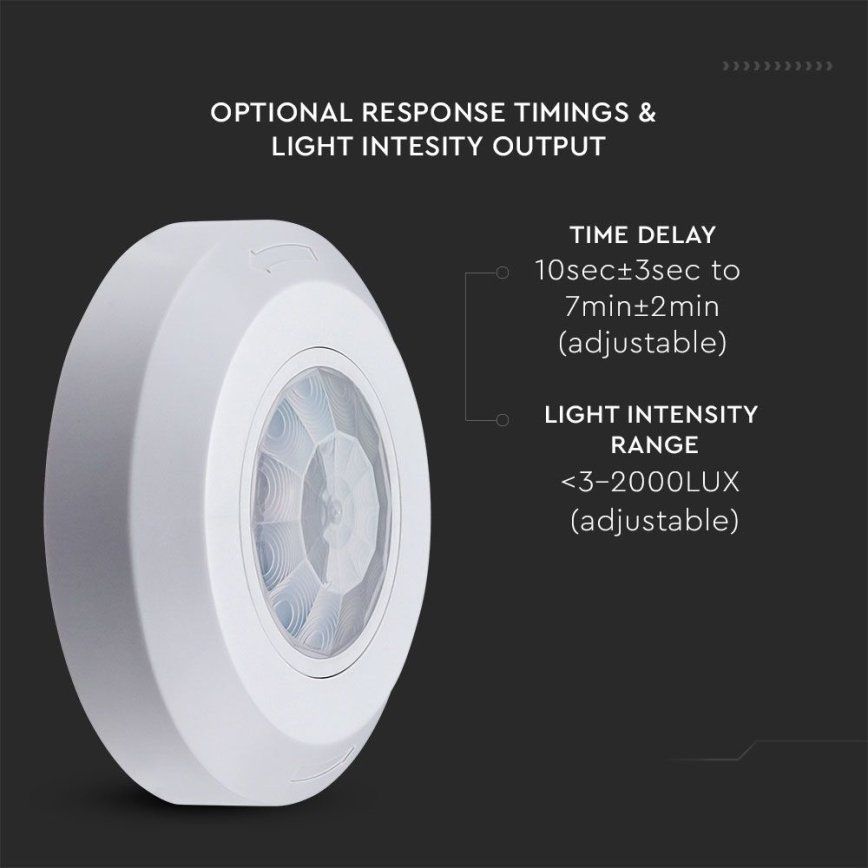 Sensore di movimento a infrarossi 360° 200W/230V bianco