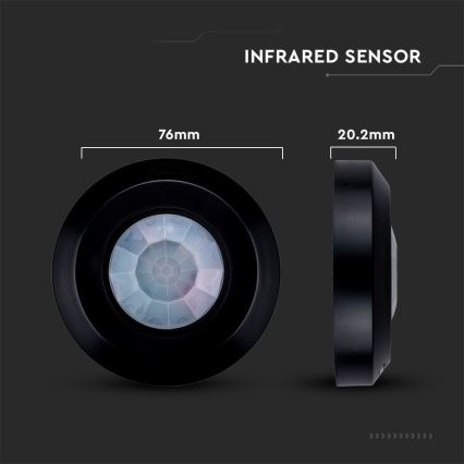 Sensore di movimento a infrarossi 360° 200W/230V nero