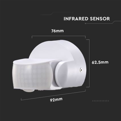 Sensore di movimento esterno a infrarossi 180/360° 600W/230V IP65 bianco