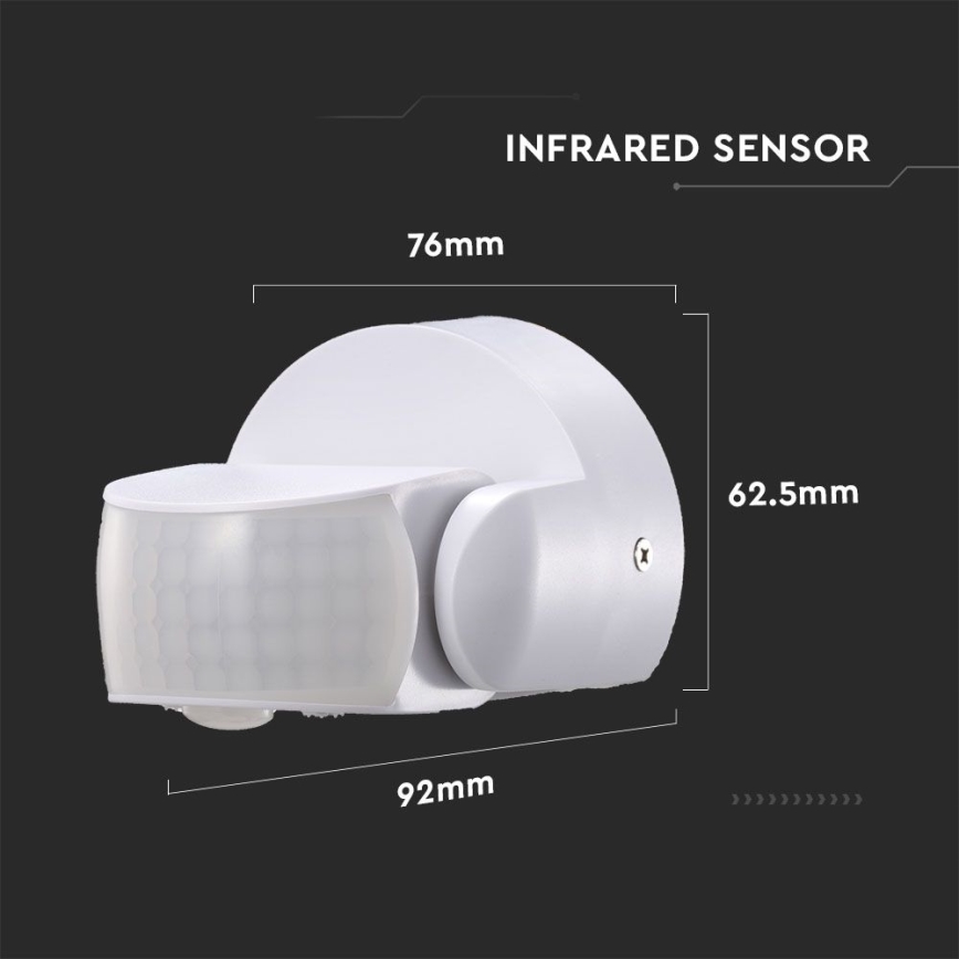 Sensore di movimento esterno a infrarossi 180/360° 600W/230V IP65 bianco