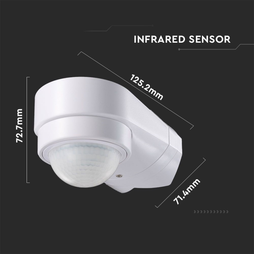 Sensore di movimento esterno a infrarossi 240° 600W/230V IP65 bianco