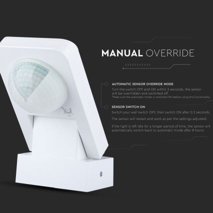 Sensore di movimento esterno a infrarossi 360° 1000W/230V IP65 bianco