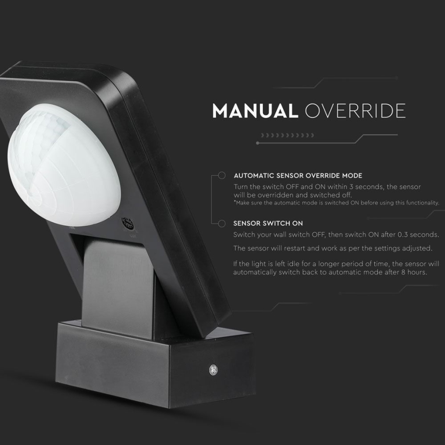 Sensore di movimento esterno a infrarossi 360° 1000W/230V IP65 nero