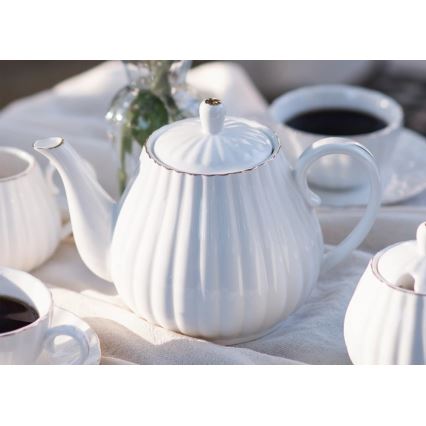 Service à café en porcelaine, 15 pièces, blanc