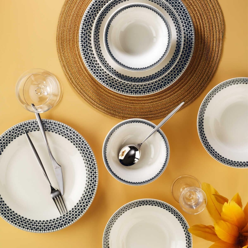 Service de table 12 pièces en porcelaine, blanc/noir