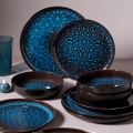 Service de table 12 pièces en porcelaine bleue