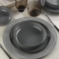 Service de table 12 pièces en porcelaine, gris