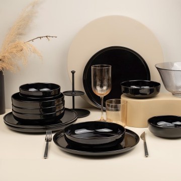 Service de table 12 pièces en porcelaine, noir