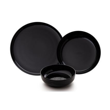 Service de table 12 pièces en porcelaine, noir