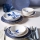 Service de table 14 pièces en porcelaine, blanc/bleu