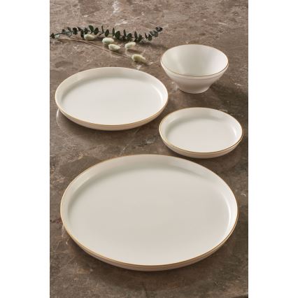 Service de table 16 pièces beige/doré/porcelaine