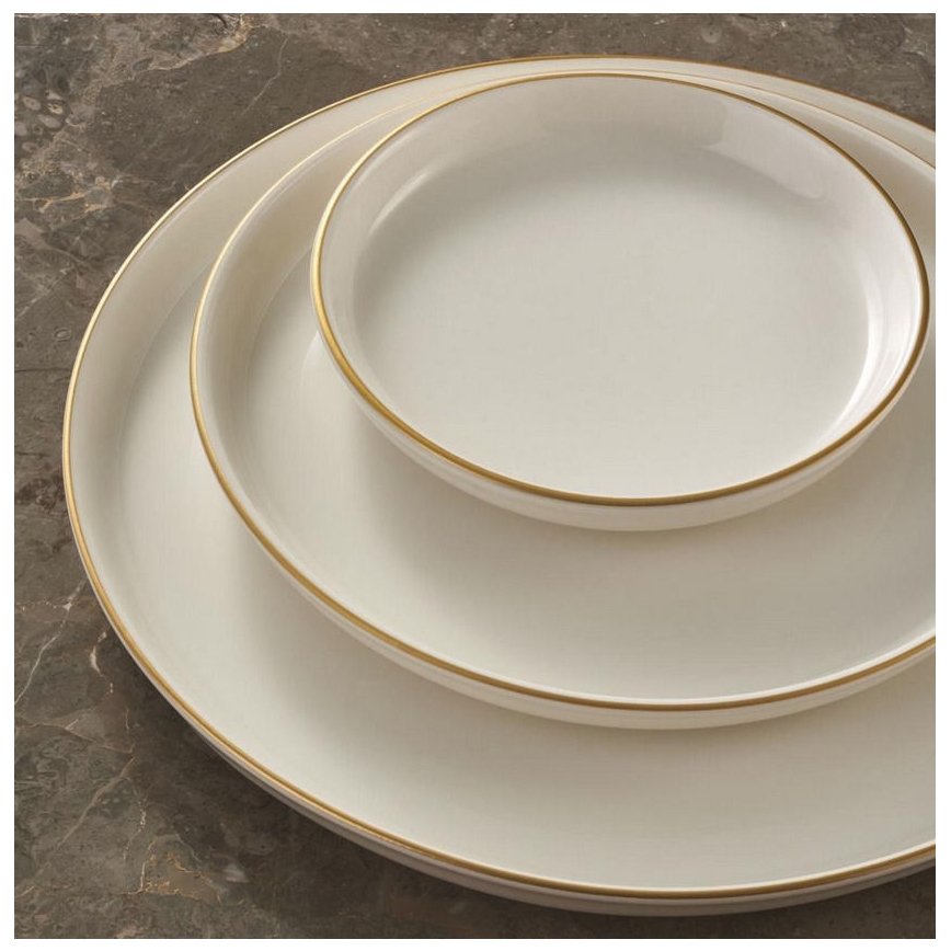 Service de table 16 pièces beige/doré/porcelaine