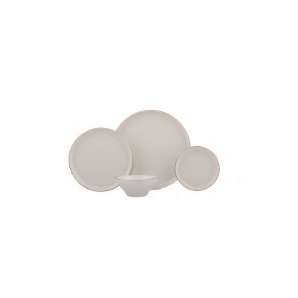 Service de table 16 pièces beige/doré/porcelaine