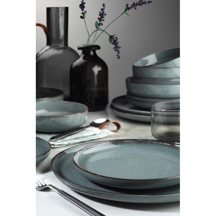 Service de table 16 pièces gris/porcelaine