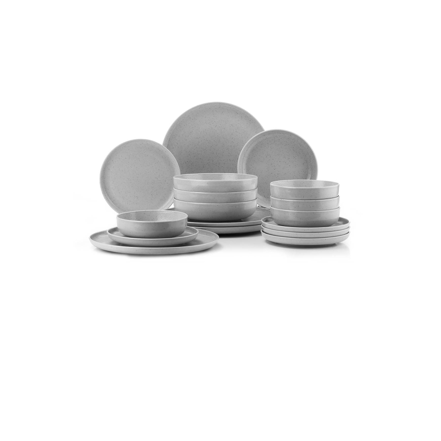 Service de table 16 pièces gris/porcelaine