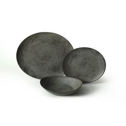 Service de table 18 pièces anthracite/vert/grès