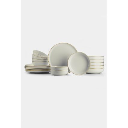 Service de table 18 pièces beige/doré/porcelaine