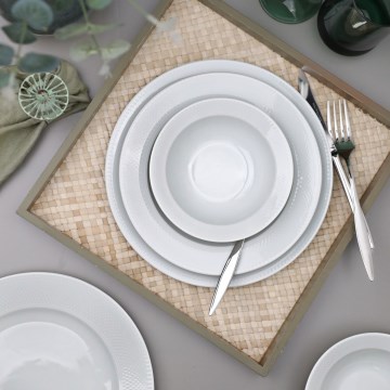 Service de table 18 pièces, blanc en porcelaine
