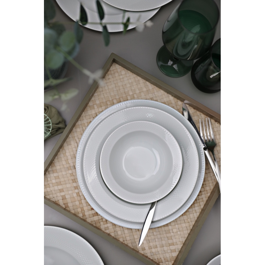 Service de table 18 pièces, blanc en porcelaine