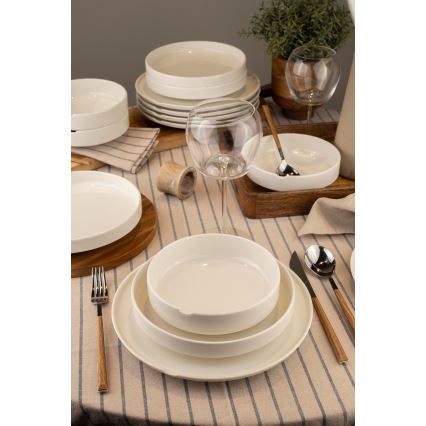 Service de table 18 pièces, blanc en porcelaine