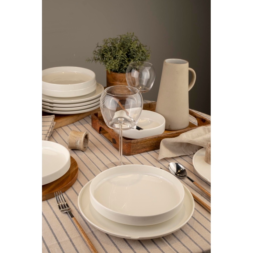 Service de table 18 pièces, blanc en porcelaine