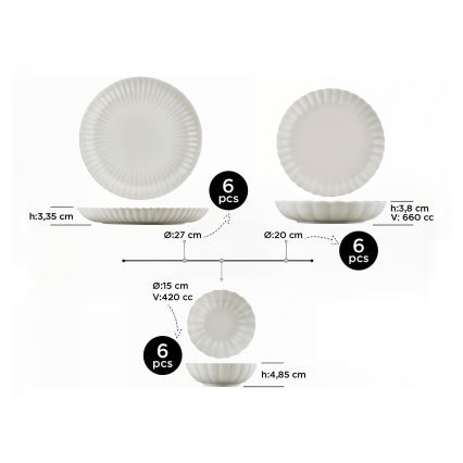 Service de table 18 pièces blanc/porcelaine