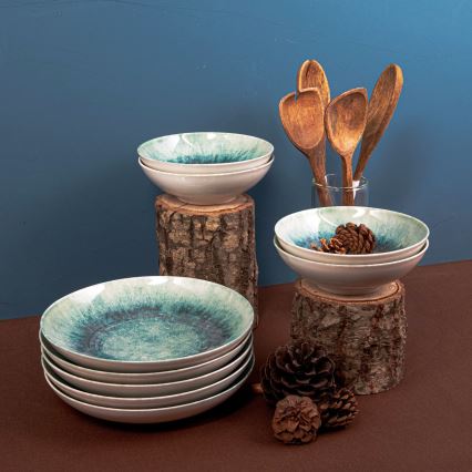 Service de table 18 pièces bleu/porcelaine