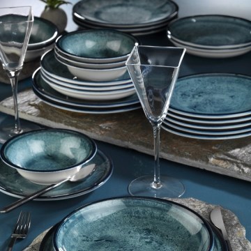 Service de table 18 pièces bleu/porcelaine