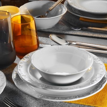 Service de table 18 pièces en porcelaine blanche
