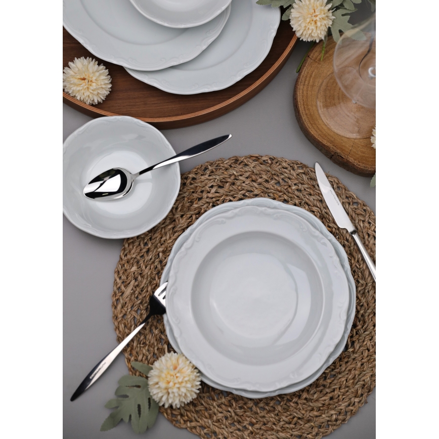 Service de table 18 pièces en porcelaine blanche