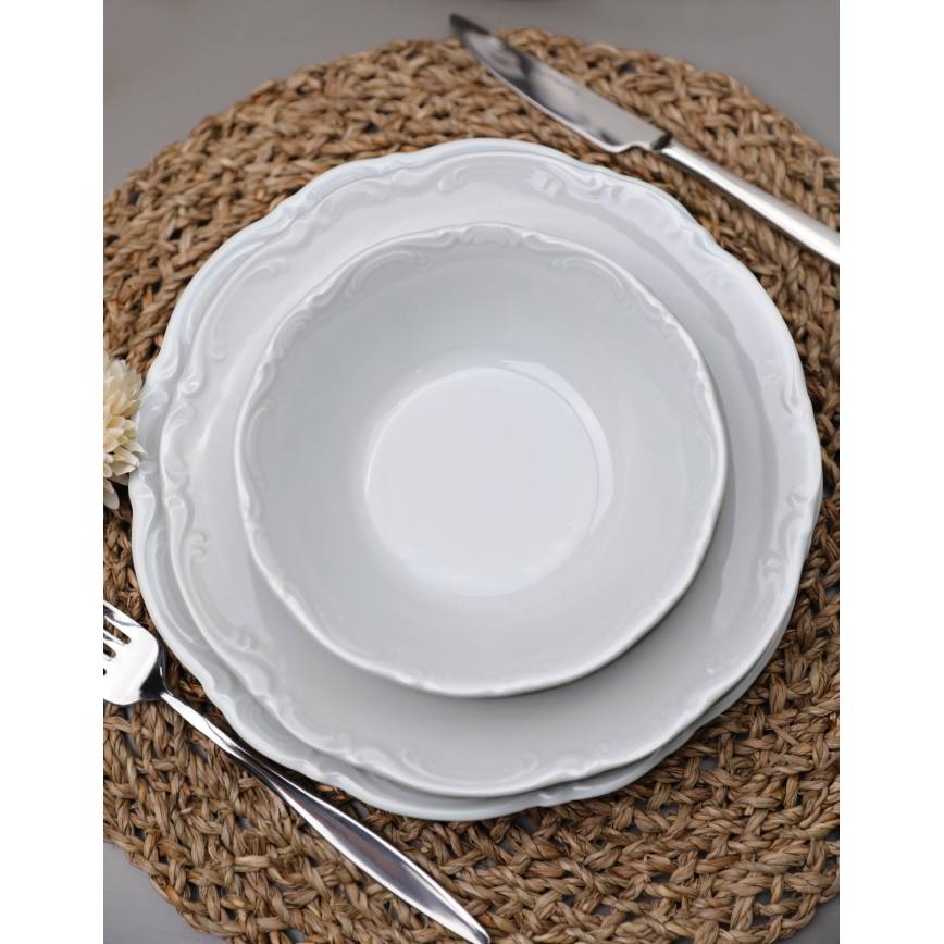 Service de table 18 pièces en porcelaine blanche