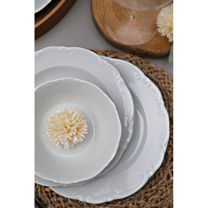 Service de table 18 pièces en porcelaine blanche