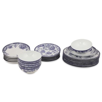 Service de table 24 pièces blanc/bleu/porcelaine