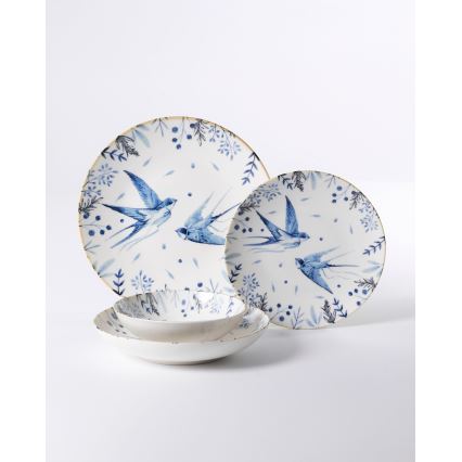 Service de table 24 pièces blanc/bleu/porcelaine