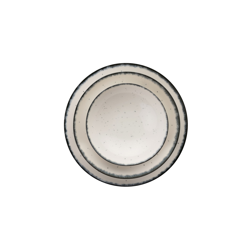 Service de table 24 pièces blanc/noir/porcelaine