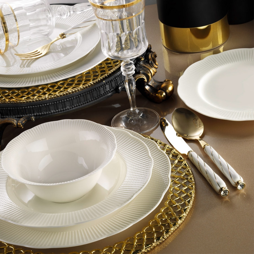 Service de table 24 pièces blanc/porcelaine