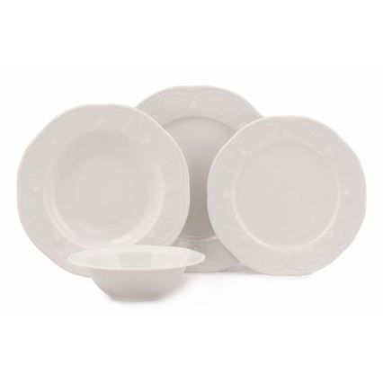 Service de table 24 pièces blanc/porcelaine