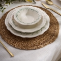 Service de table 24 pièces, blanc/vert, en porcelaine
