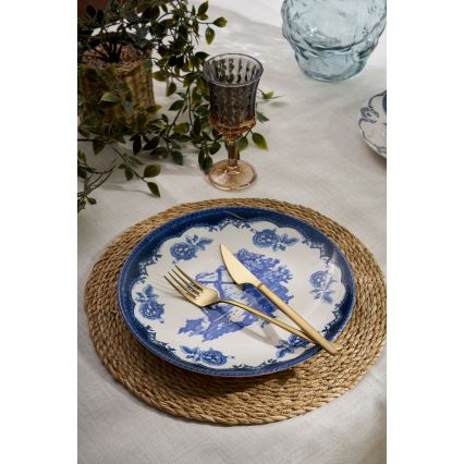 Service de table 24 pièces bleu/blanc/porcelaine