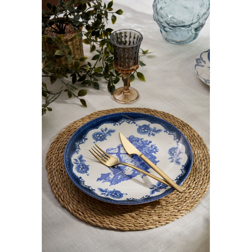 Service de table 24 pièces bleu/blanc/porcelaine