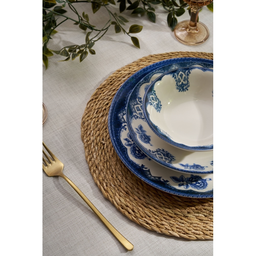 Service de table 24 pièces bleu/blanc/porcelaine