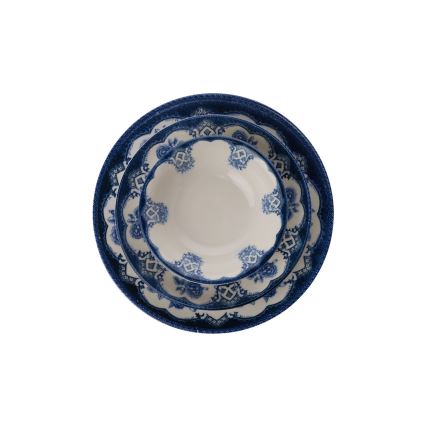 Service de table 24 pièces bleu/blanc/porcelaine
