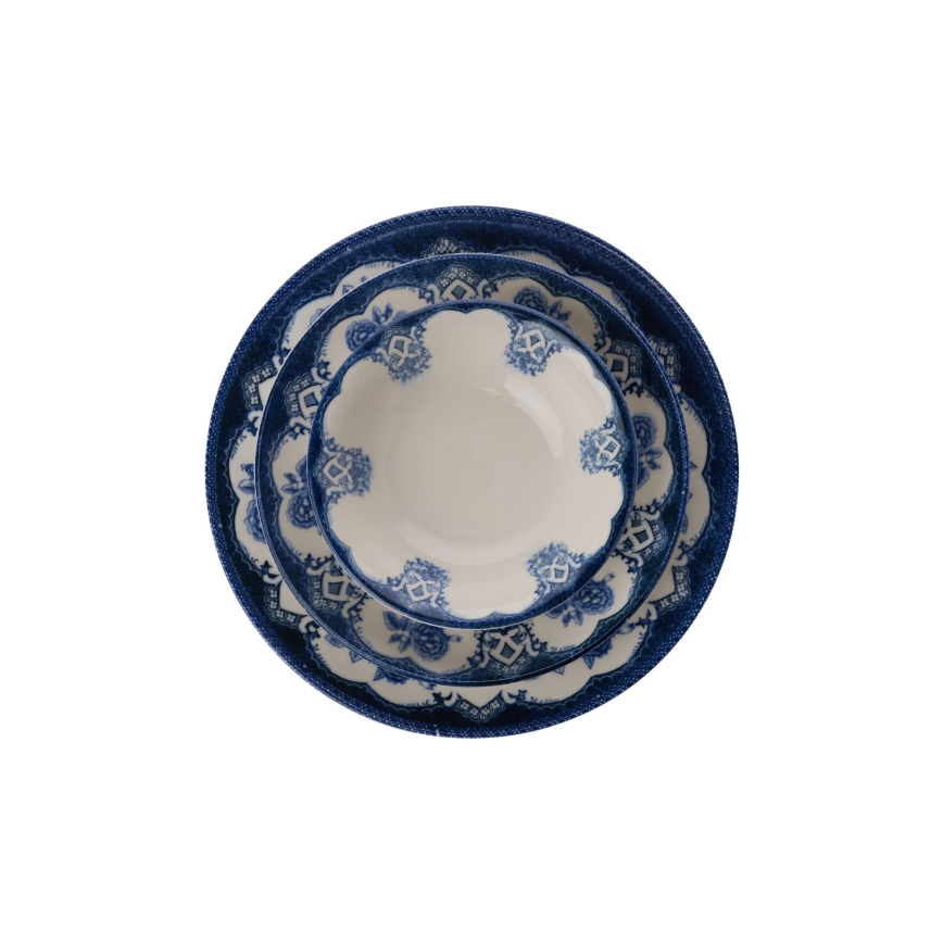 Service de table 24 pièces bleu/blanc/porcelaine