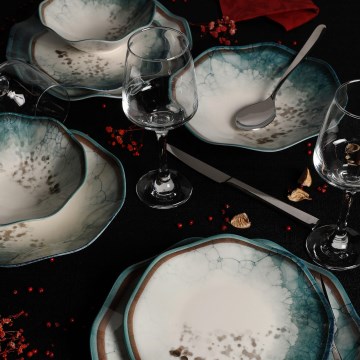 Service de table 24 pièces bleu/porcelaine