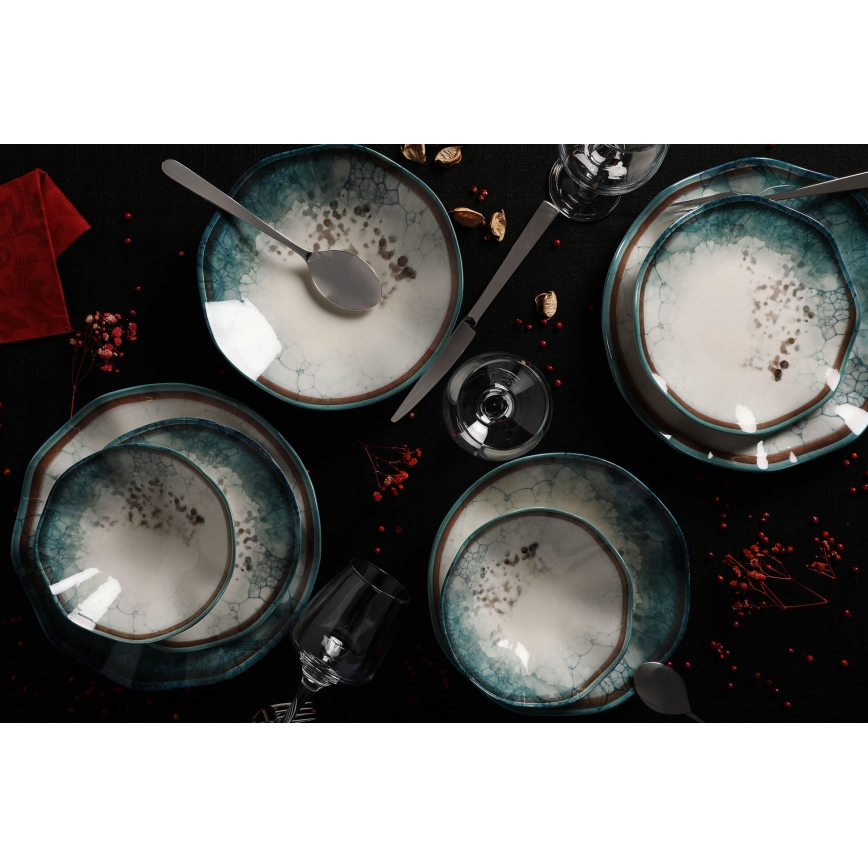 Service de table 24 pièces bleu/porcelaine