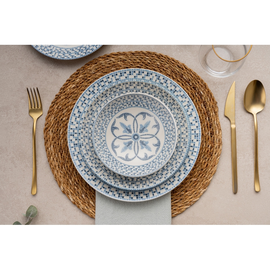 Service de table 24 pièces bleu/porcelaine