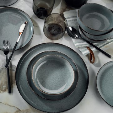 Service de table 24 pièces bleu/porcelaine