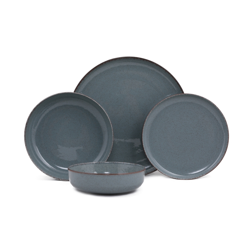 Service de table 24 pièces bleu/porcelaine