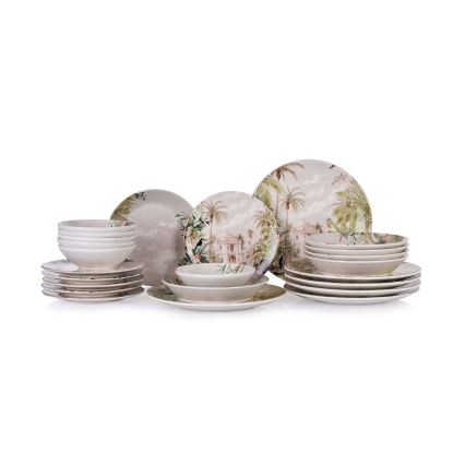Service de table 24 pièces en céramique, coloris vifs
